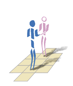 two dancers stepping in and out using hands to accelerate and decelerate